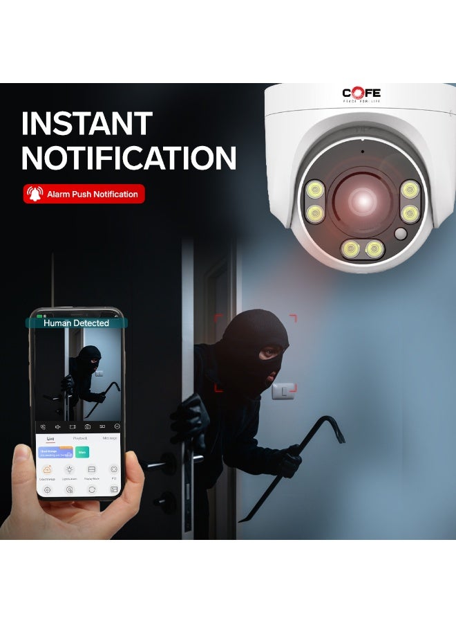 COFE 3MP Wi-Fi Security Camera – AI Human/Motion Detection, Full-Color Night Vision, Two-Way Audio, Cloud & TF Card Recording (CF-W-DP04-3D) - Image 4